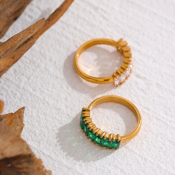 Chic Stainless Steel Color CZ Ring - Picture 2 of 8